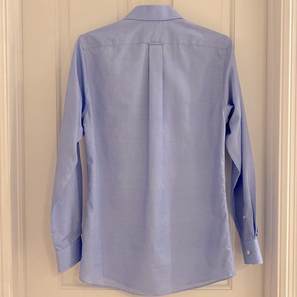 Mens Gold Label blue long sleeve button down slim fit non-iron dress shirt - Picture 4 of 11